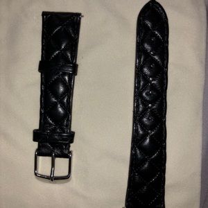 Michele 20mm Black Quilted Calfskin Leather Strap